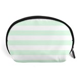 Horizontal Stripes - White and Pale Green Accessory Pouch (Large)