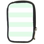Horizontal Stripes - White and Pale Green Compact Camera Leather Case