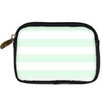 Horizontal Stripes - White and Pale Green Digital Camera Leather Case