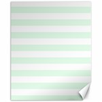 Horizontal Stripes - White and Pale Green Canvas 11  x 14 