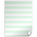 Horizontal Stripes - White and Pale Green Canvas 12  x 16 