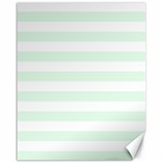 Horizontal Stripes - White and Pale Green Canvas 16  x 20 