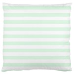 Horizontal Stripes - White and Pale Green Large Flano Cushion Case (One Side)