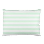 Horizontal Stripes - White and Pale Green Pillow Case (Two Sides)