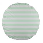 Horizontal Stripes - White and Pale Green Large 18  Premium Round Cushion