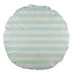 Horizontal Stripes - White and Pale Green Large 18  Premium Flano Round Cushion