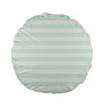 Horizontal Stripes - White and Pale Green Standard 15  Premium Flano Round Cushion