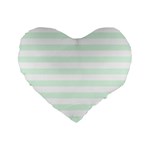 Horizontal Stripes - White and Pale Green Standard 16  Premium Heart Shape Cushion