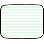Horizontal Stripes - White and Pale Green Double Sided Fleece Blanket (Mini)