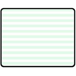 Horizontal Stripes - White and Pale Green Fleece Blanket (Medium) (One Side)