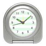Horizontal Stripes - White and Pale Green Desk Alarm Clock