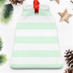 Horizontal Stripes - White and Pale Green Bell Ornament (Two Sides)