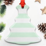 Horizontal Stripes - White and Pale Green Christmas Tree Ornament (Two Sides)