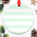 Horizontal Stripes - White and Pale Green Ornament (Round)