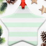 Horizontal Stripes - White and Pale Green Star Ornament (Two Sides)