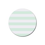 Horizontal Stripes - White and Pale Green Rubber Round Coaster (4 pack)
