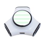 Horizontal Stripes - White and Pale Green Portable USB Hub (One Side)