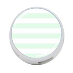 Horizontal Stripes - White and Pale Green 4-Port USB Hub (One Side)