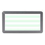 Horizontal Stripes - White and Pale Green Memory Card Reader (Mini)
