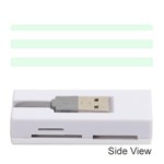 Horizontal Stripes - White and Pale Green Memory Card Reader (Stick)