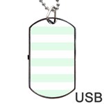 Horizontal Stripes - White and Pale Green Dog Tag USB Flash (Two Sides)