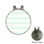 Horizontal Stripes - White and Pale Green Golf Ball Marker Hat Clip