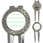 Horizontal Stripes - White and Pale Green 3-in-1 Golf Divot