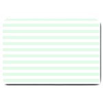 Horizontal Stripes - White and Pale Green Large Doormat