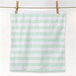 Horizontal Stripes - White and Pale Green Face Towel