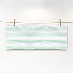 Horizontal Stripes - White and Pale Green Hand Towel