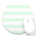 Horizontal Stripes - White and Pale Green Round Mousepad