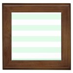 Horizontal Stripes - White and Pale Green Framed Tile