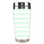 Horizontal Stripes - White and Pale Green Stainless Steel Travel Tumbler