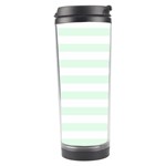 Horizontal Stripes - White and Pale Green Travel Tumbler