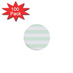 Horizontal Stripes - White and Pale Green 1  Mini Button (100 pack)