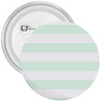Horizontal Stripes - White and Pale Green 3  Button