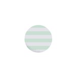 Horizontal Stripes - White and Pale Green 1  Mini Magnet
