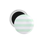 Horizontal Stripes - White and Pale Green 1.75  Magnet