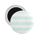 Horizontal Stripes - White and Pale Green 2.25  Magnet