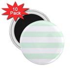 Horizontal Stripes - White and Pale Green 2.25  Magnet (10 pack)