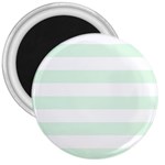 Horizontal Stripes - White and Pale Green 3  Magnet