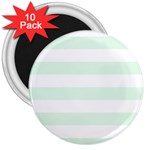 Horizontal Stripes - White and Pale Green 3  Magnet (10 pack)