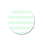 Horizontal Stripes - White and Pale Green Magnet 3  (Round)