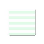 Horizontal Stripes - White and Pale Green Magnet (Square)