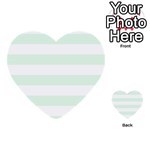 Horizontal Stripes - White and Pale Green Multi-purpose Cards (Heart)