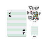 Horizontal Stripes - White and Pale Green Playing Cards 54 (Mini)