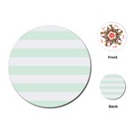 Horizontal Stripes - White and Pale Green Playing Cards (Round)