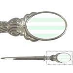 Horizontal Stripes - White and Pale Green Letter Opener