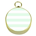 Horizontal Stripes - White and Pale Green Gold Compass