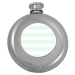 Horizontal Stripes - White and Pale Green Hip Flask (5 oz)